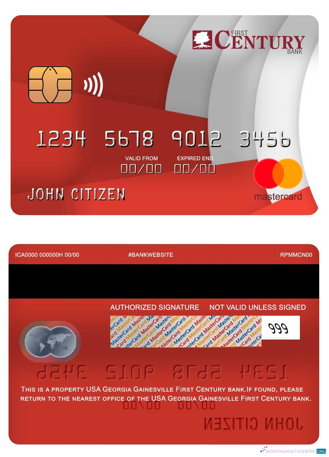 Download USA Georgia Gainesville First Century bank mastercard Photoshop template